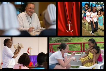 United Methodist missionaries serve in more than 65 countries around the world, including, clockwise from upper left: the Rev. George Miller, Germany, 2017; Miracle Osman, Philippines, 2018; Emily Everett, Brazil, 2018; and Francine Mpanga Mufuk, Côte d'Ivoire, 2018. File photos by UMNS and Global Ministries. 