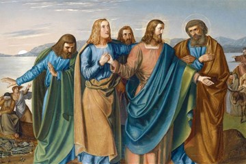 Painting "Jesus and his Disciples on the Sea of Galilee," dated 1833, by Carl Wilhelm Friedrich Oesterley courtesy of Wikimedia Commons.