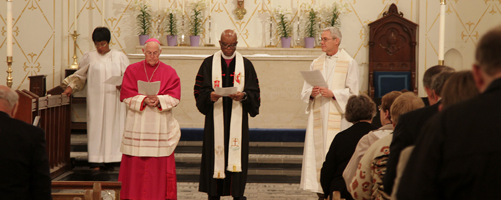 Bishop W. Earl Bledsoe represents The United Methodist Church in an ecumenical service during the opening of the National Christian Workshop on Christian Unity in Albuquerque, New Mexico, April 28, 2014. The focus of the 50th anniversary is on building ecumenical relationships for peace and justice