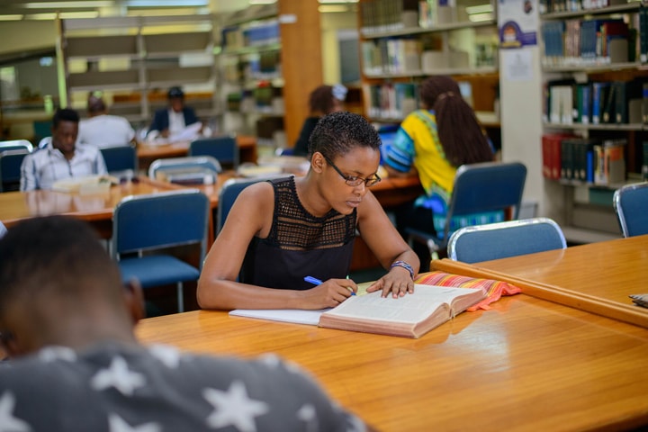 A student studies on the campus of Africa University in Mutare, Zimbabwe. Photo by Ngaatendwe Murimba, Africa University.
