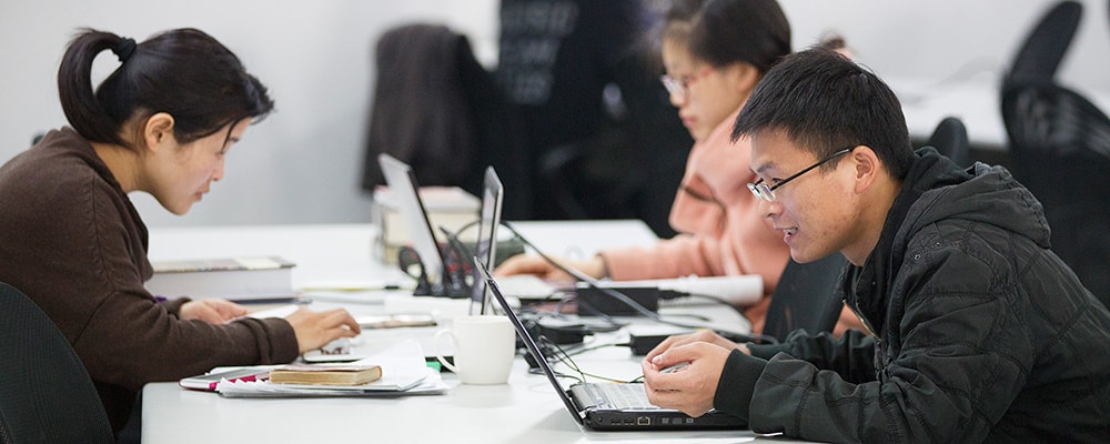 Students study in the library at Nanjing Union Theological Seminary in Nanjing, China.