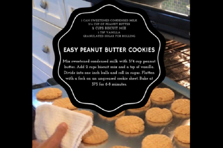 Vintage Methodist Recipe card for Easy Peanut Butter Cookies