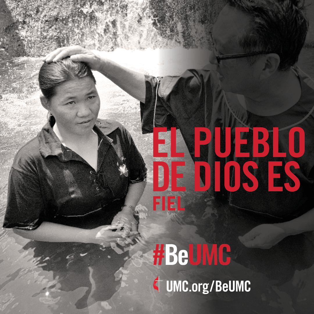 We are dedicated to growing in faith as we become disciples of Jesus Christ. The #BeUMC campaign reminds us of who we are at our best — the spirit-filled, resilient, connected, missional, faithful, diverse, deeply rooted, committed, disciple-making, Jesus-seeking, generous, justice-seeking, world-changing people of God called The United Methodist Church. Social media graphic, Spanish.