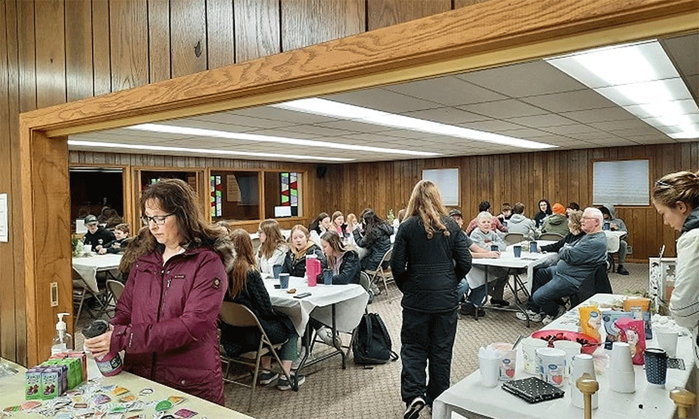 Members at Iroquois UMC served up coffee, donuts, and stickers to all who showed up on a chilly February morning, and the turnout was a record.