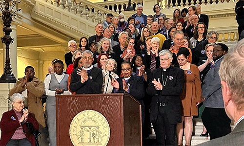 Bishop Robin Dease at the State Senate.