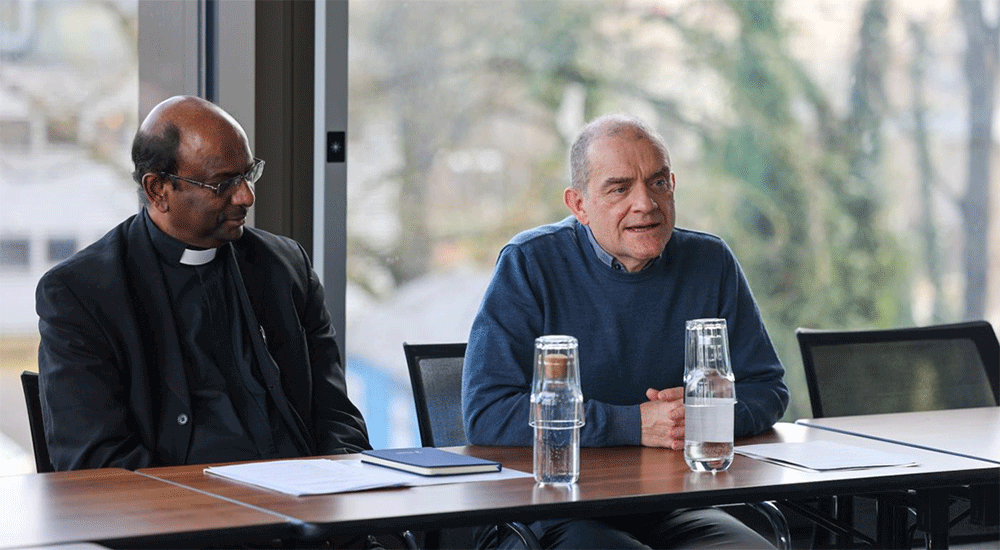 Brother Matthew, prior of the Taizé Community, as well as seven other Taizé brothers visited the World Council of Churches in Geneva, Switzerland. At the Ecumenical Centre, Taizé brothers participated in a morning prayer, and had a meeting with the WCC general secretary Rev. Prof. Dr Jerry Pillay and the staff of the WCC.   Photo:  Ivars Kupcis/WCC.