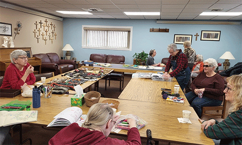 Coffee and Conversations participants gather to support each other at First UMC in Watertown, SD. Photos by Rev. Sara McManus. Courtesy photo.