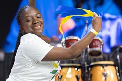 Dancer Briana Hanson joyfully helps introduce a report from United Women in Faith during the 2024 United Methodist General Conference in Charlotte, N.C. After a season of church disaffiliations, United Methodists are moving forward with a new vision, declaring members should “love boldly, serve joyfully and lead courageously.” The Arkansas and Oklahoma conferences have created ad campaigns to support that work and showcase the denomination’s resiliency and values. File photo by Mike DuBose, UM News.